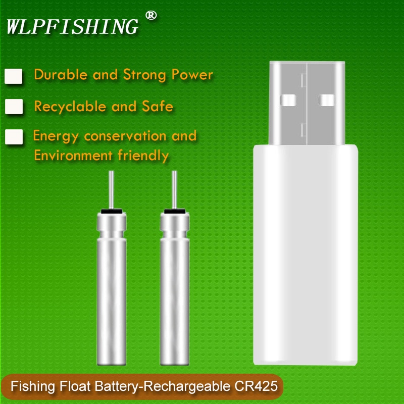 Wlpfishing Visdobbers Elektrische Drijft Oplaadbare CR425 Batterij Led Lichtgevende Float Pak Voor Verschillende Laders