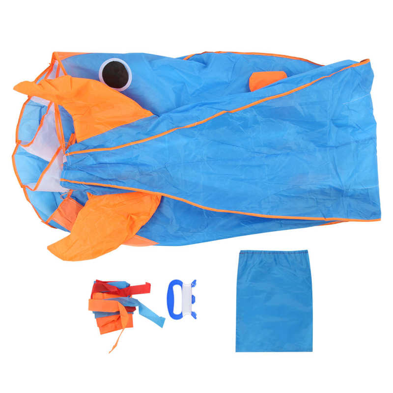 Speelgoed Voor Kinderen Strand Speelgoed Dolfijn Kite Polyester Kinderen Cartoon Dier Zachte Parafoil Outdoor Plezier Speelgoed Latex Ballon: Blue dolphin