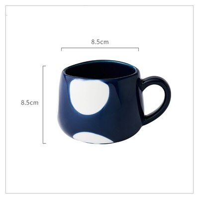 360ml Cute Cute Ceramics Coffee Mug Geometric Handmade Mugs Drinkware Breakfast Milk Tea Water Cup With Handle Cup: Point Blue