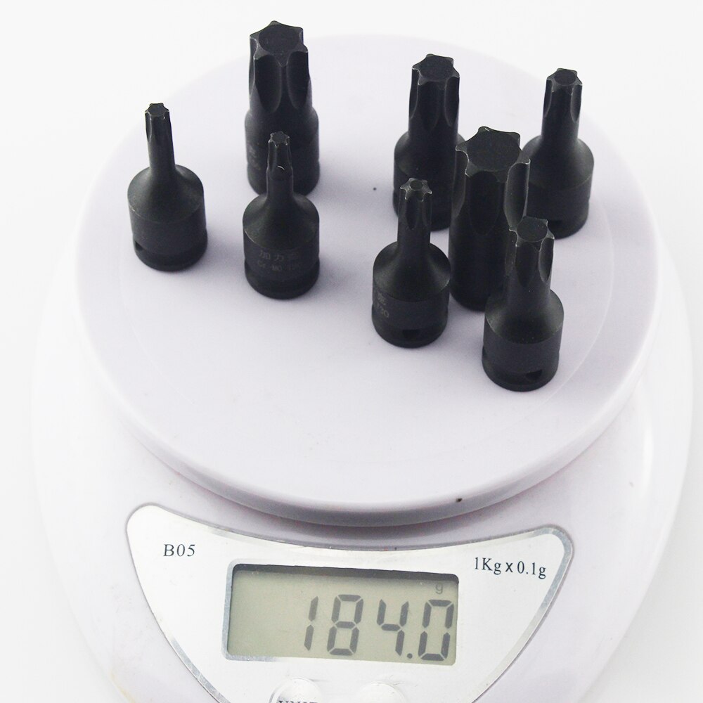 1PC Torx Bit Electric Impact Wrench Air Wrench Adaptor Bit 1/4" Adaptor Drive Socket T20 T25 T30 T40 T45 T50 T55 T60 Hand Tool