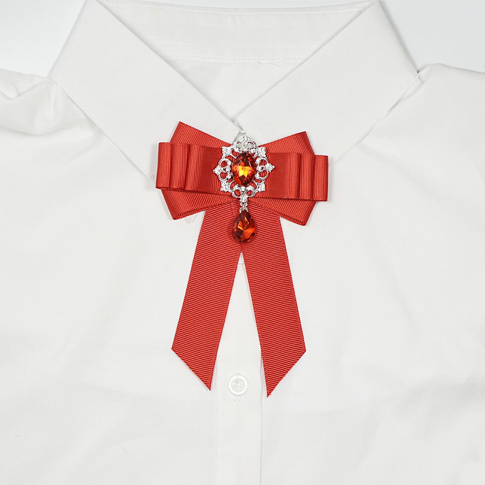 I-remiel – Broche en velours rouge, nœud papillon, col, broches, chemisier, vêtements pour femmes, accessoires, bijoux à la
