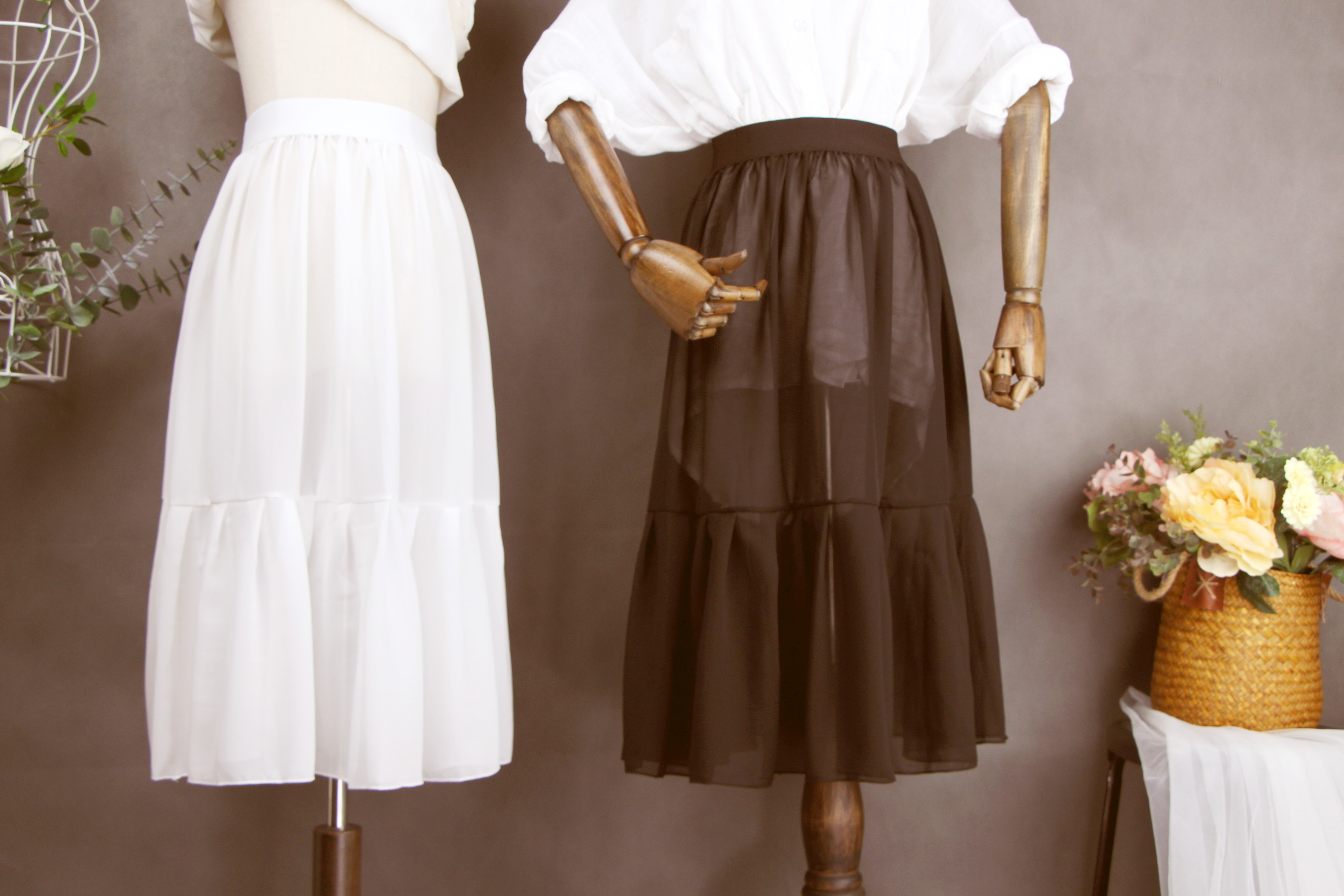 Single Layer Transparent Petticoat Summer Chiffon Inner Half Skirt Outer Wear High Waist A Line Underskirt with Ruffles Lining
