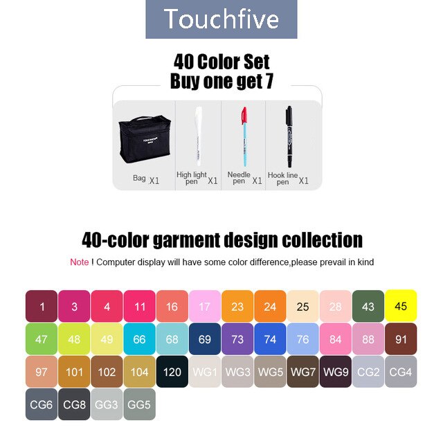 Touchfive Marker 30/40/60/80 Farben Kunst Marker Set Fettige Alkohol Basierend Skizze Marker Stift für künstler Zeichnung Manga Animation