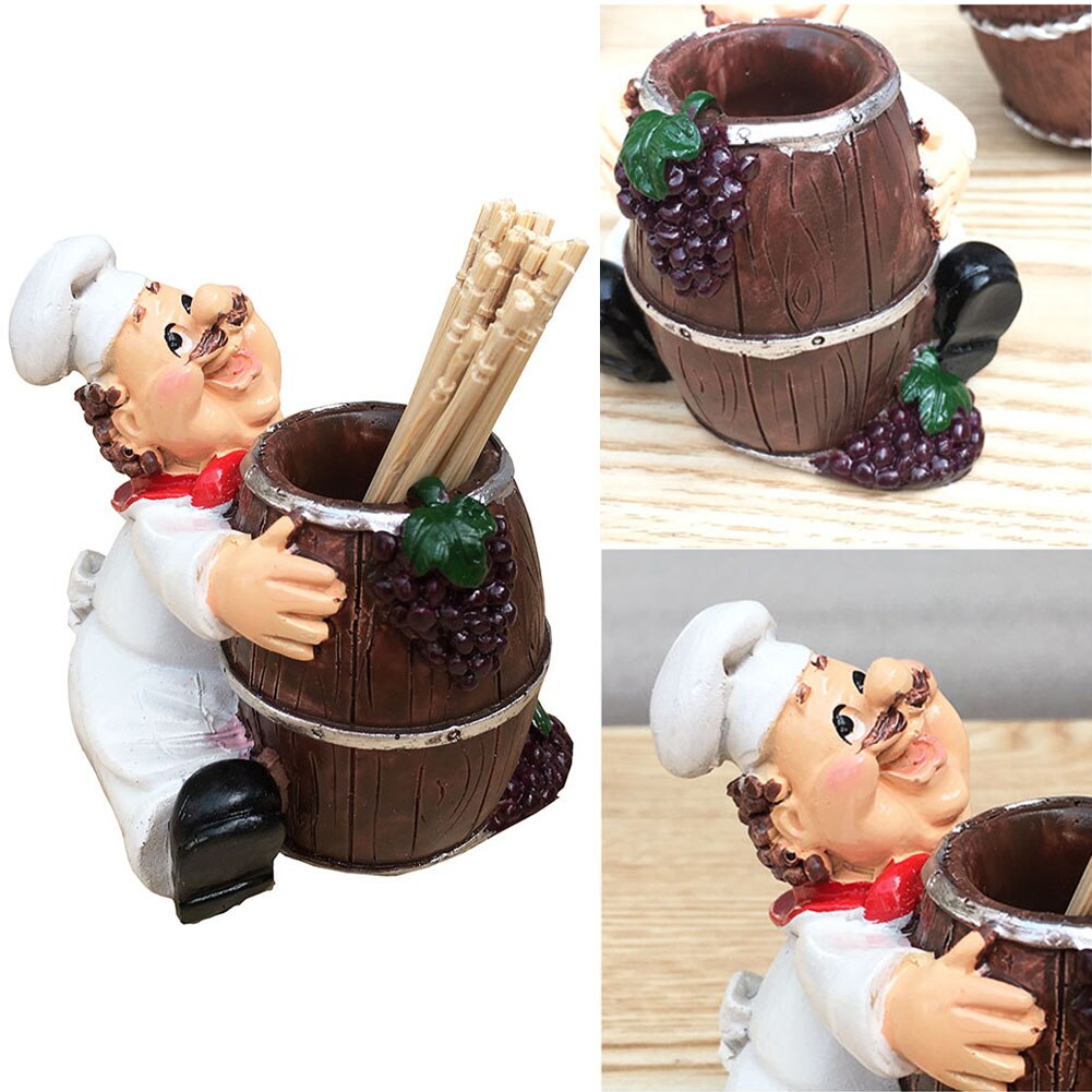 Restaurant Table Accessories Kitchen Home Decor Fat Chef Shape Toothpick Holder Storage Box Dispenser No Lid Resin Container