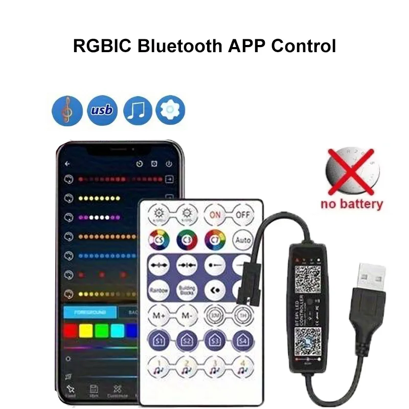 USB Bluetooth WIFI LED Strip RGB Controller IR Remote Dimmer Music Phone APP Control Brightness Adjust for 5050 2835 Tape Light: Blue