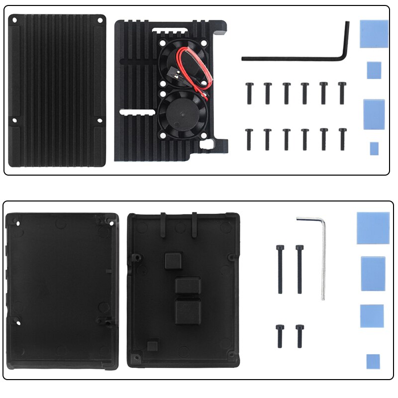 Himbeere Pi 4, Aluminiumlegierung, Metallgehäbenutzen, Lüftergehäbenutzen, Himbeere Pi 3, Dual-Lüftergehäbenutzen, Optional für RPi 4B 3B Plus 3B