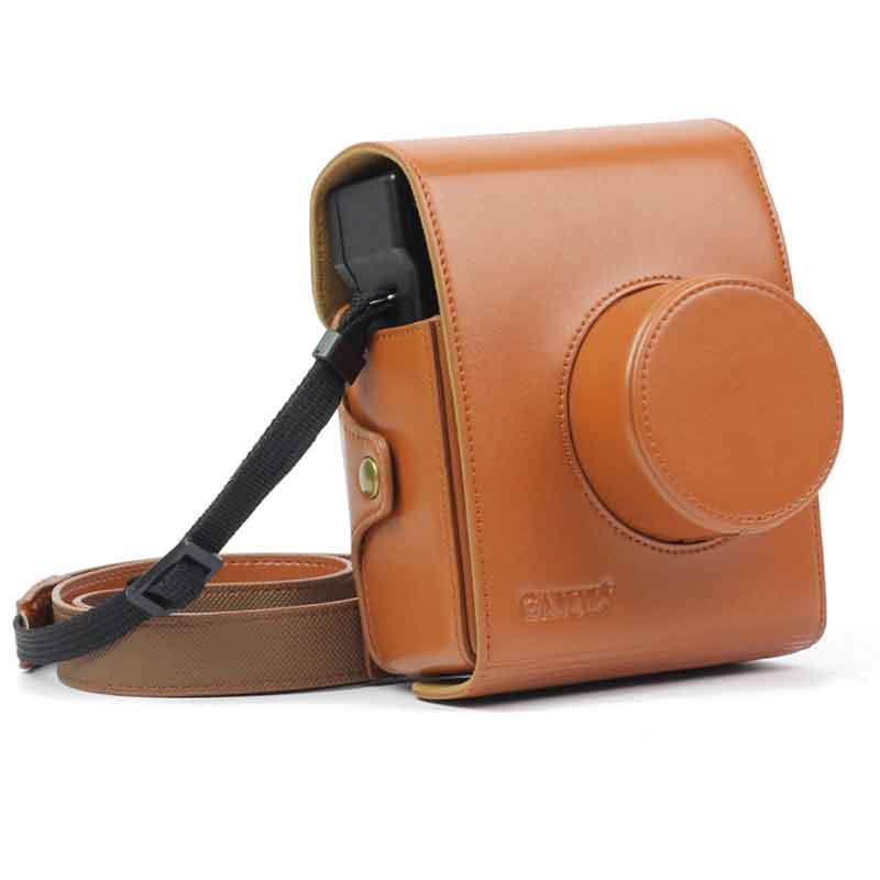 Bolsa de cámara marrón para LOMO Instant Automat, bolso de hombro de cuero PU, funda para lomografía instantánea Automat con correa