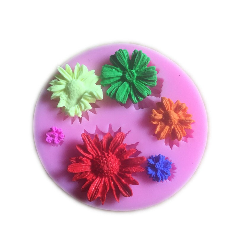 Silicone Beautiful Chrysanthemum Flowers chocolate Party cake decorating tools DIY Sunflower baking fondant mold