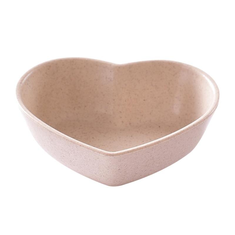 4 Uds. De platos para salsa con forma de corazón, cuencos para inmersión, paja de trigo, salsa de soja, Mini plato de vajilla, plato para condimentos para pasta, Ja: As Shown