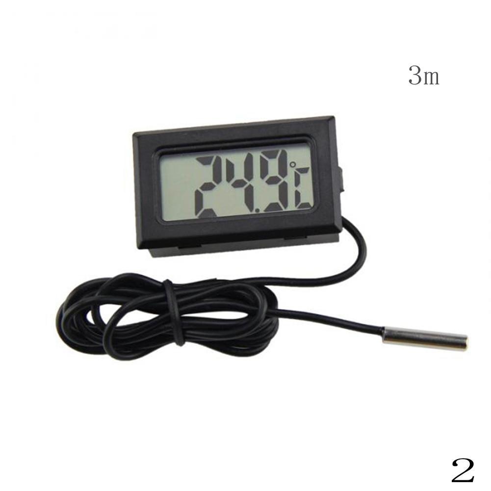 LCD Fish Tank Waterproof Temperature Thermometer Meter Reptile Aquarium Waterproof Probe Thermometer WITHOUT BATTERY Digital: 3 m