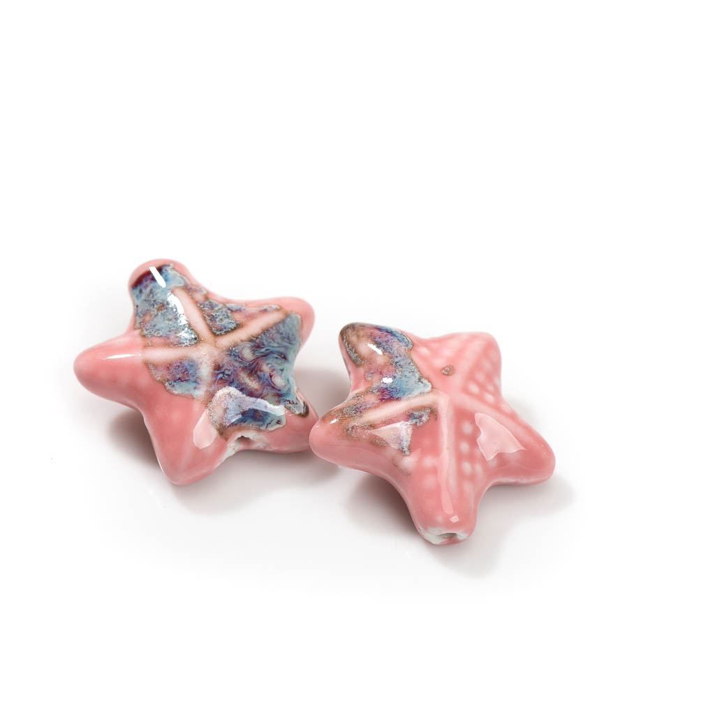 40 # Colgante de cuentas de cerámica de estrella de mar grande roja, forma especial de , fabricación de joyas de porcelana para collar y pulsera, 2 uds. # XN171: Gris