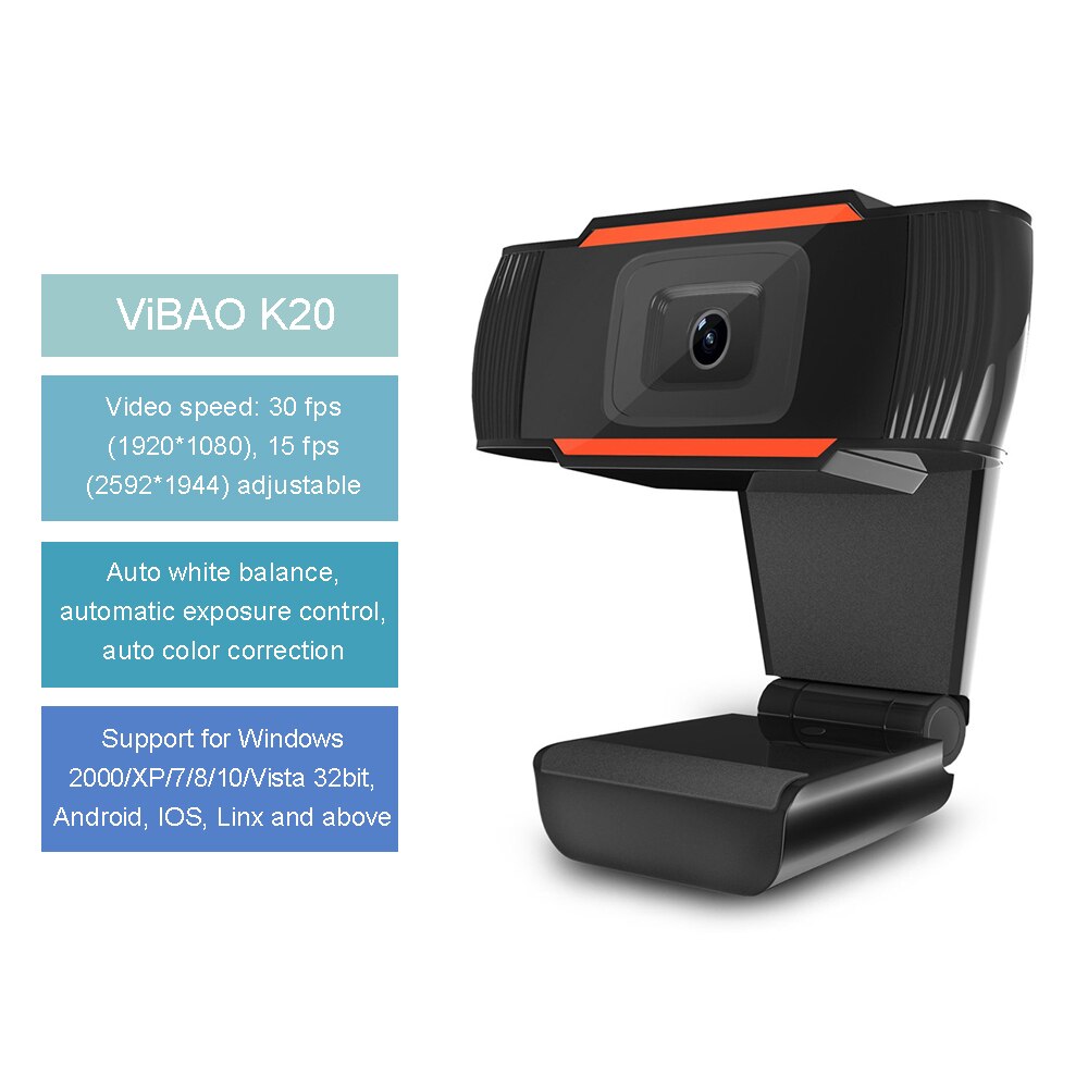 K20 4K High Definition Webcam USB 500W 2.0 Horizontal View Angle Web Camera with Microphone Household Webcam Web Cam