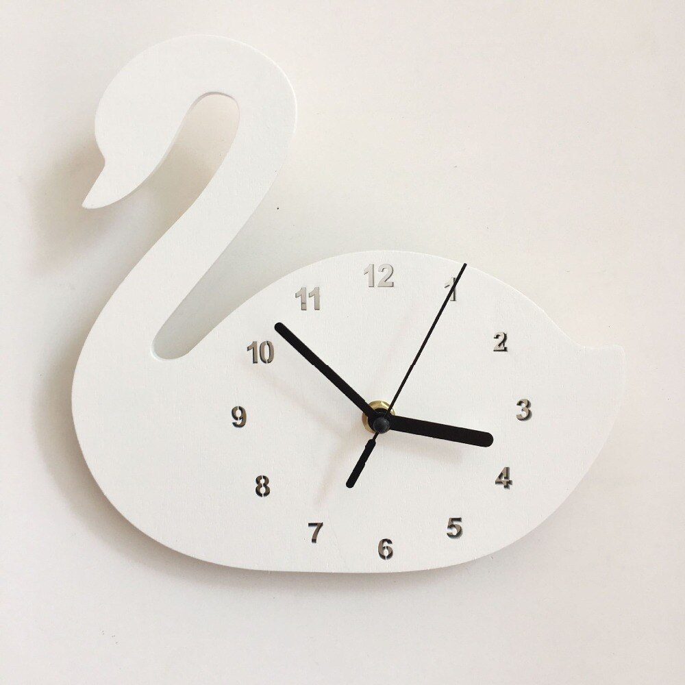 INS Nordic Wind Meisje Kinderkamer Zwaan Mute Klok Houten Muur Decoratie Ornament