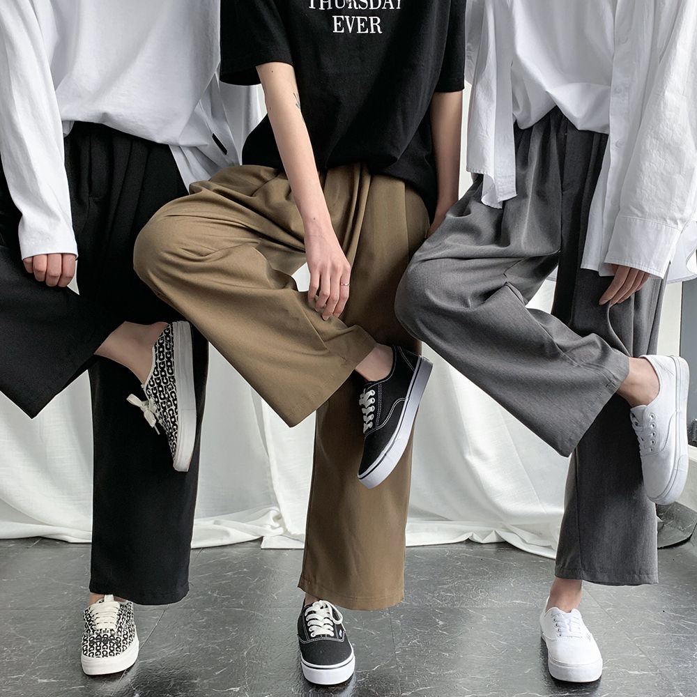 Män & #39 ;s business casual byxor formella lösa vida ben byxor siden byxor enfärgad sociala kostym byxor storlek s -3xl