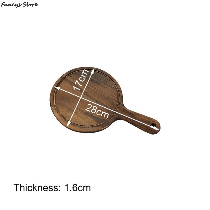 Multi-Size Houten Ronde Lade Barbecue Westerse Steak Plaat Massief Houten Pizza Plaat-Brandende Kleur Dessert Diner Plaat servies: 2