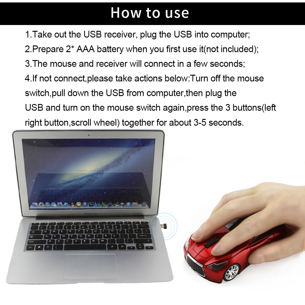 Trådløs computer bil form mus mini 3d ergonomisk pc gamer mause optisk usb børn led gaming auto mus til bærbar macbook