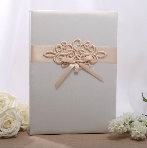 Ivory Color Wedding Guest Signature Book with Cham... – Grandado