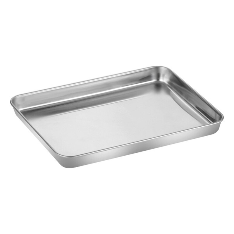 2pcs Stainless Steel Bakeware Set Flat Bottom Rectangular Toaster Oven Baking Tray Mirror Polish Bakeware Kitchen Parts