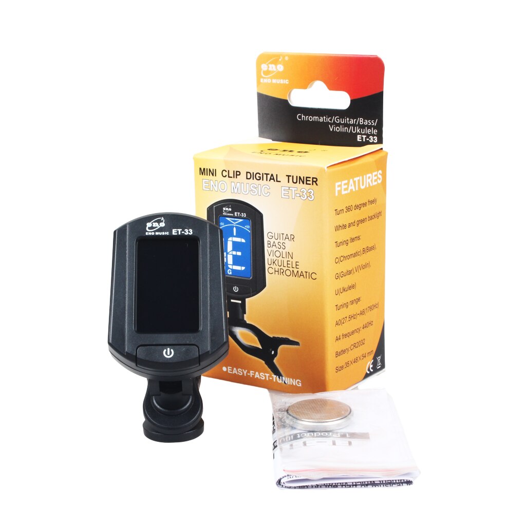 Accordeur de guitare NAOMI ENO ET-33 Mini accordeur LCD numérique clipsable pour guitare chromatique basse violon ukulélé pièces et accessoires de guitare