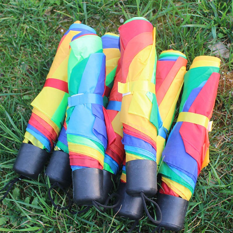 Rainbow Umbrella Waterproof and Windproof Sun Umbrella Compact Tight Long Handle Umbrella Strong Frame Waterproof Fashionable Ou