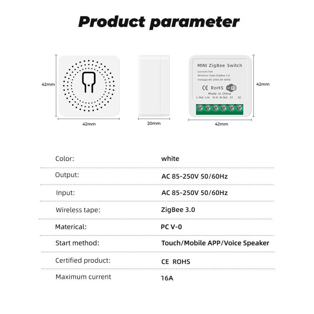Tuya Zigbee 3.0 Smart Licht Schakelaar, Smart Home Automation Diy Module Breaker Ondersteuning 2 Way Control, werkt Met Alexa Google Thuis