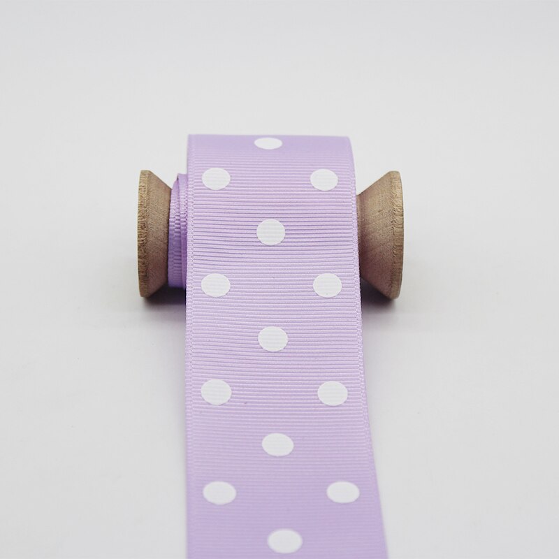 1.5 inch 38mm 4cm stippen grosgrain lint milieuvriendelijk polyester stof bedrukt met witte stippen voor hoofdband lint strik accessoire: Lichtpaars
