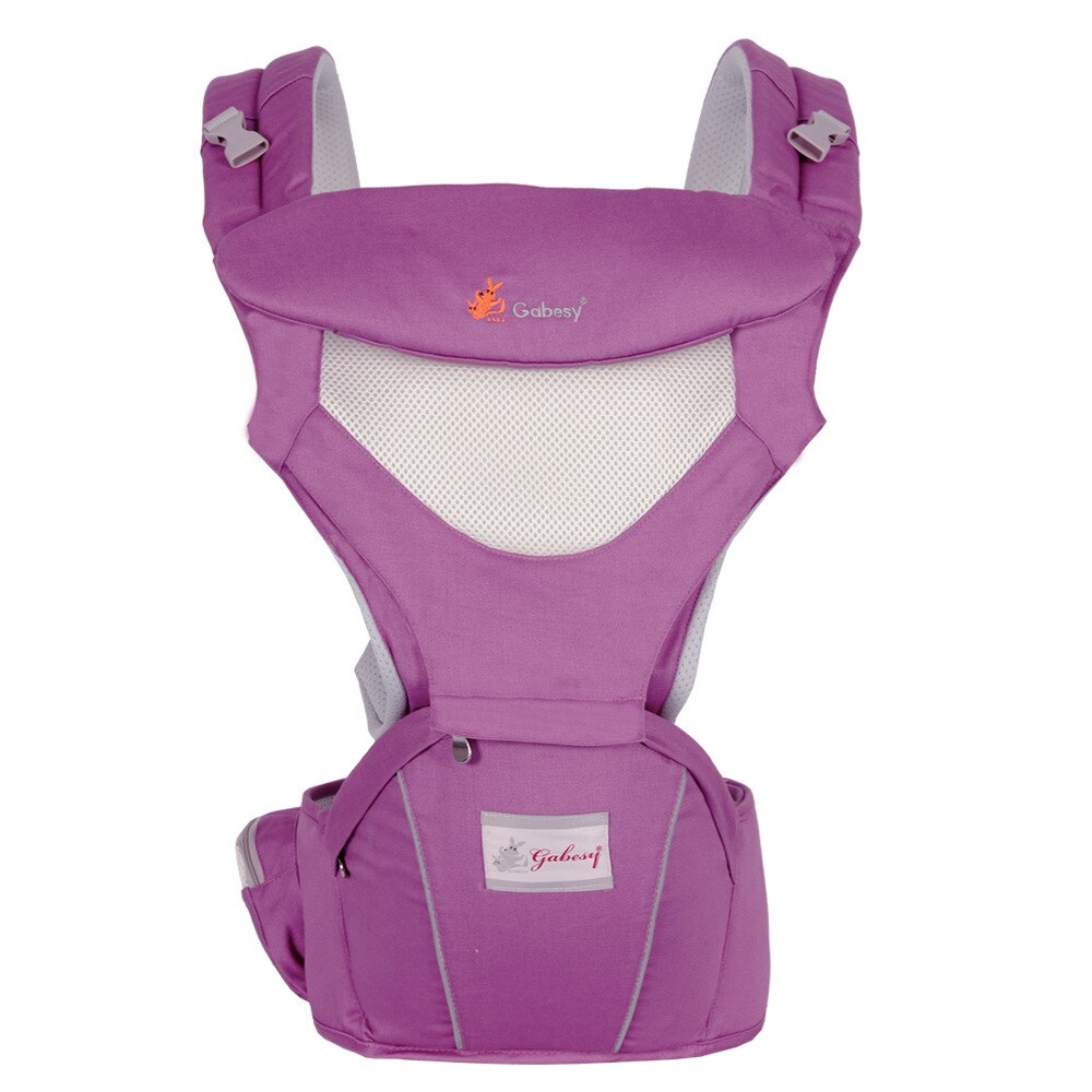 Ademende ergonomische draagzak, heupdrager, draagbare kangoeroe, babyrugzak voor het dragen van kinderen, draagdoek voor baby's: Paars