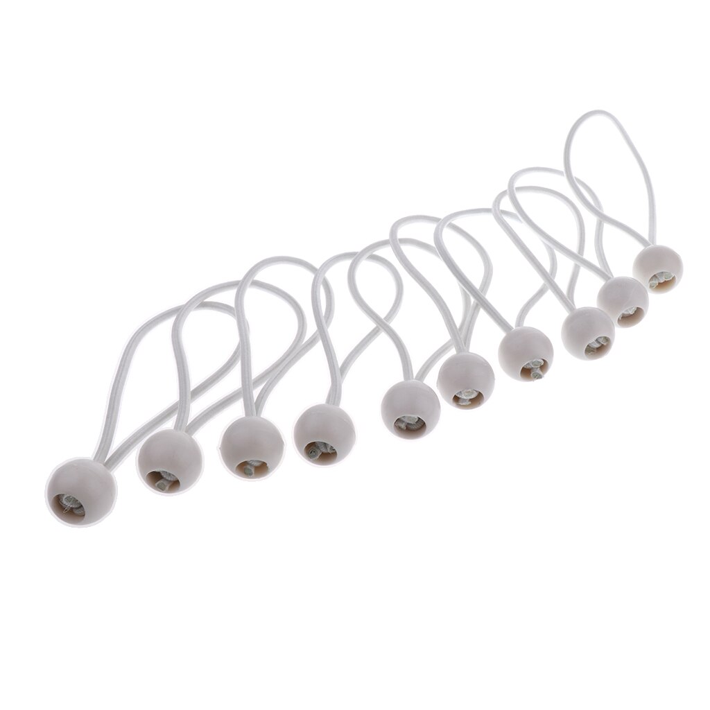 Cuerdas elásticas con bolas para toldo, lona, carpa, bastidores de alambre, 10 Uds.: White