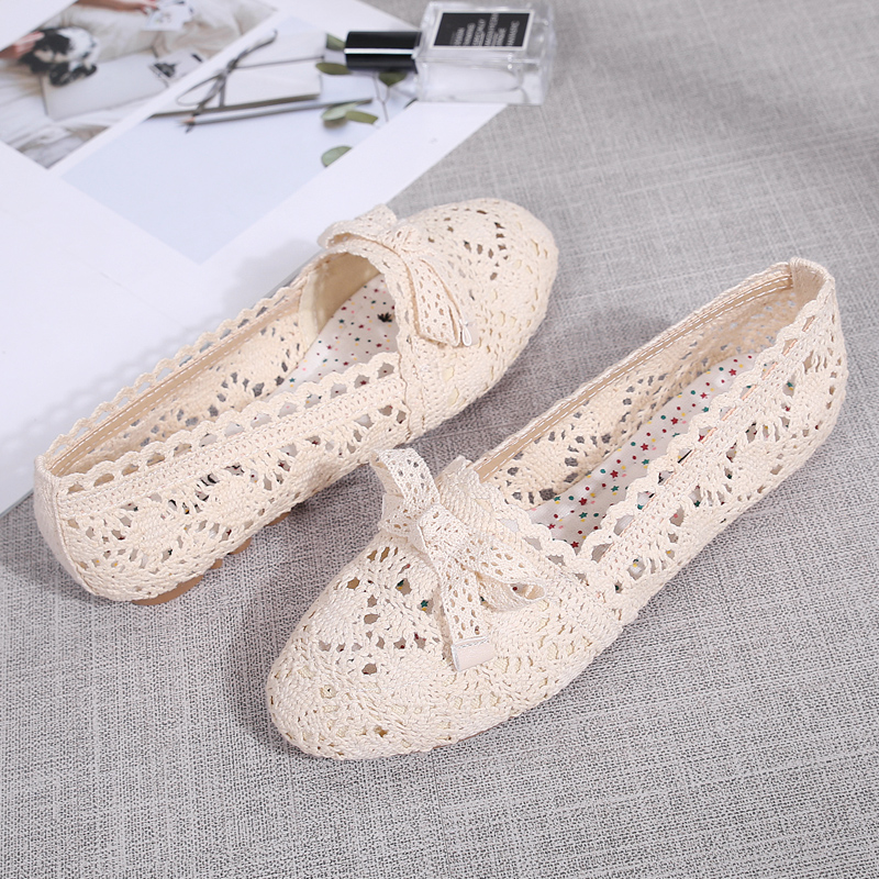 Women Lace Flats Shoes Summer Hollow Comfortable Boat Shoes Shallow Mouth Women Casual Shoes Mujer Chaussures Femme
