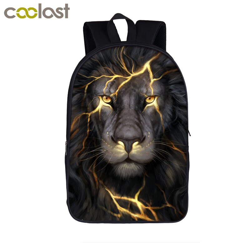 Animal LION Backpacks Women Men's Rucksack Children School Bags For Teenage boys girls Student daypack Kids Bagpack Bookbag: 16shizi02