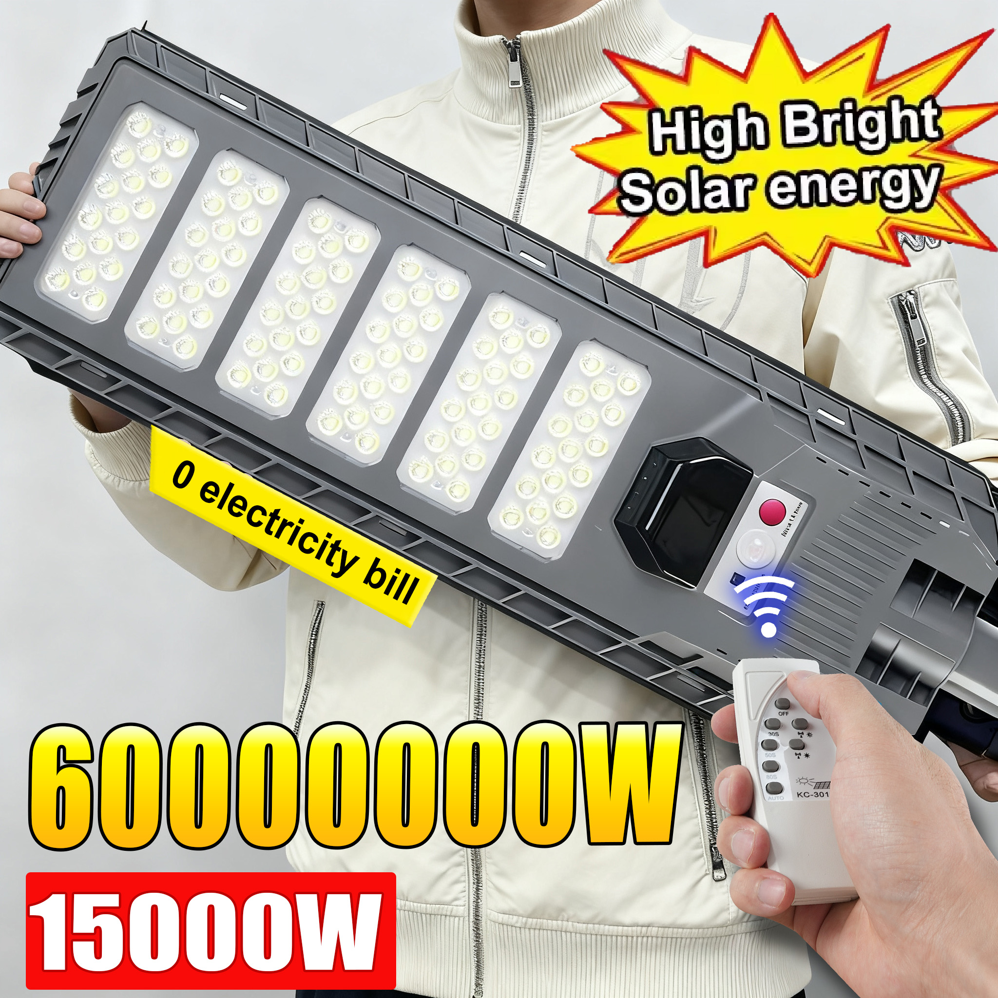 15000w extrem leistungsstarke solar-led-außenleuchten, gartenstrahler mit bewegungsmelder und fernbedienung, externe solarlampe