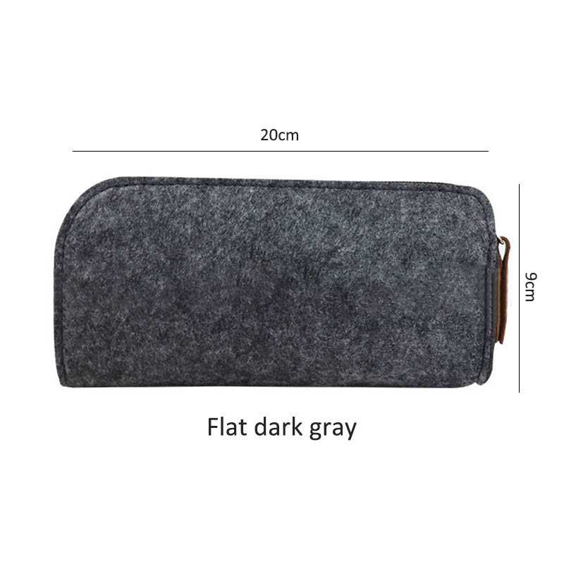Felt Fabric Portable School Office Supplies Coin Purse Pencil Box Makeup Bags Stationery Pencil bag Zipper: Flat dark gray