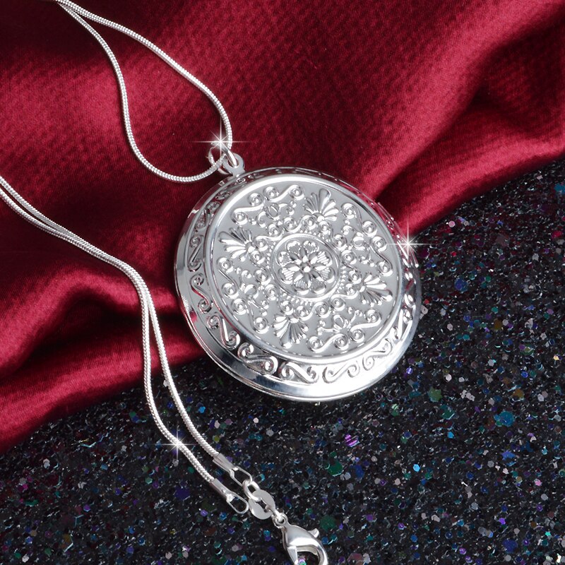 Vintage Earl Paleis 925 Sterling Zilveren Ketting Ronde Medaillon Hanger Ketting Foto Kraag Kettingen Valentijnsdag