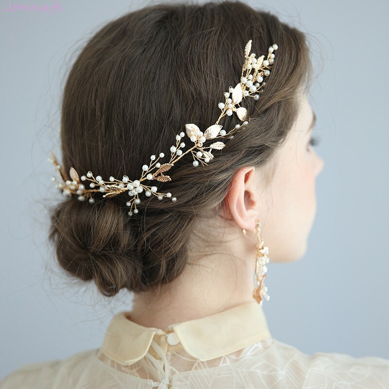 Peineta para pelo largo de la boda de la hoja de oro Boho de la joyería nupcial hecha a mano de las mujeres de la graduación accesorios para el cabello