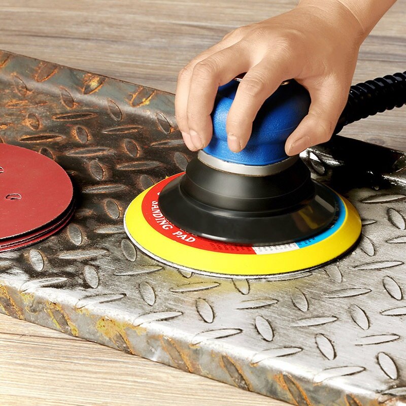 150mm 6 tums luftslipmaskin orbital slumpmässig handflata dubbelverkande tryckluftsslipverktyg +12 st slipskiva papper us plug