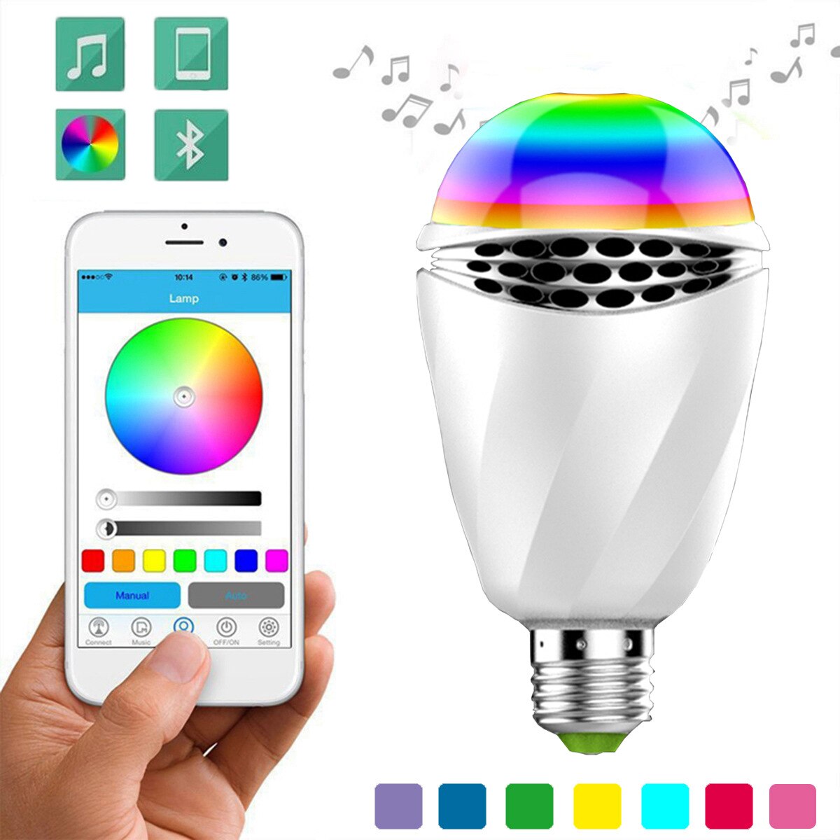 Wenhsin LED Smart Telefoon APP Controle Kleurrijke Gloeilamp Draadloze Bluetooth Speaker Muziek E27 Lamp Slimme Lamp