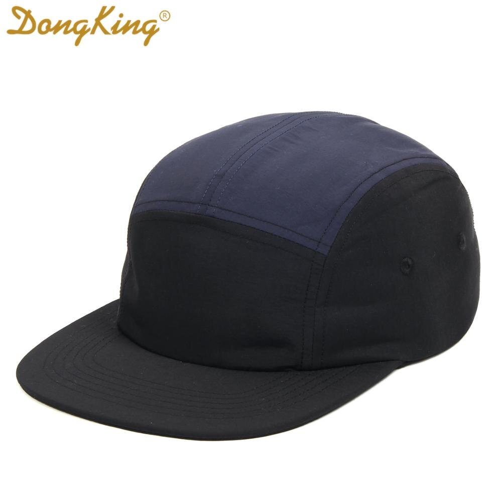 Dongking 5 Panelen Classic Baseball Cap Korte Rand Baseball Cap Taslon Splash Proof Stof Snel Droog Hoed Flat Bill big Size: Black Navy / 58-60cm Adjustable