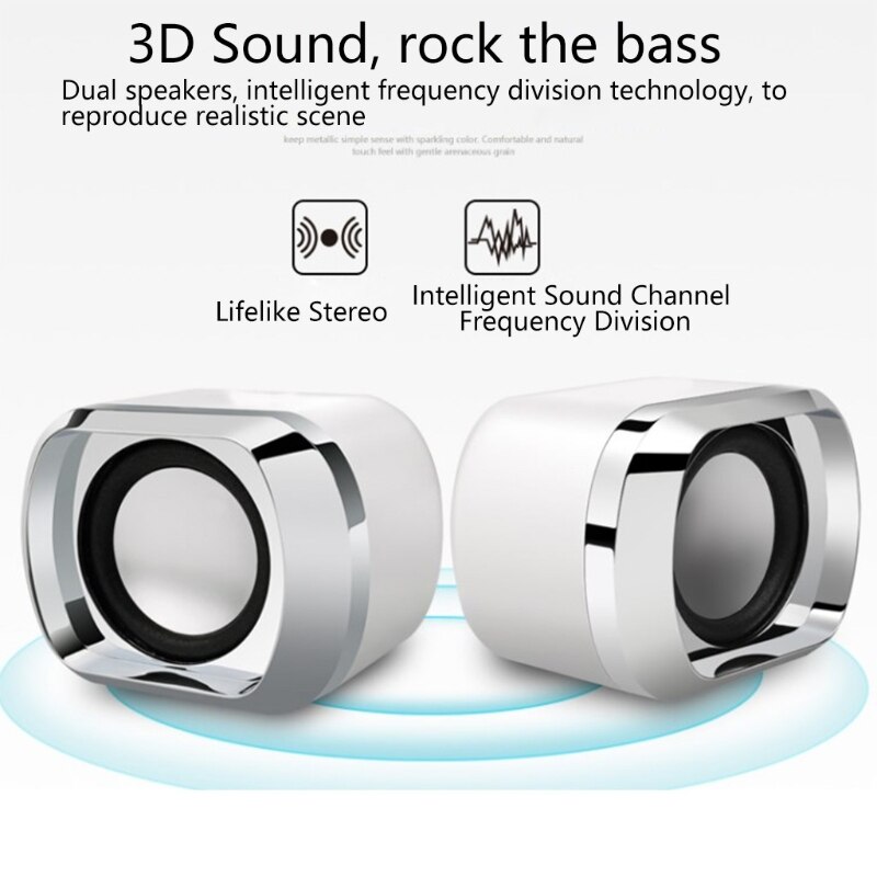 USB Wired Computer Speakers AUX Input USB Powered Bass Reinforcement Mini Speaker for Laptop Desktop