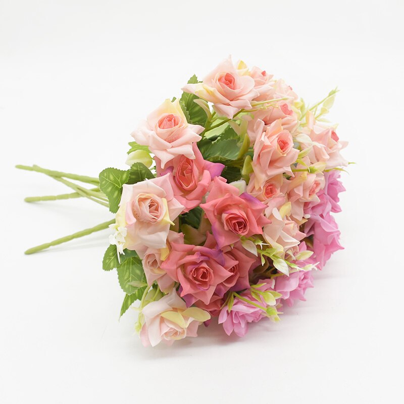 10 Heads 5 Vorken Rose Boeket Kunstbloemen Home Decor Diy Achtergrond Wanddecoratie Indoor Meubels Kerst Bruiloft