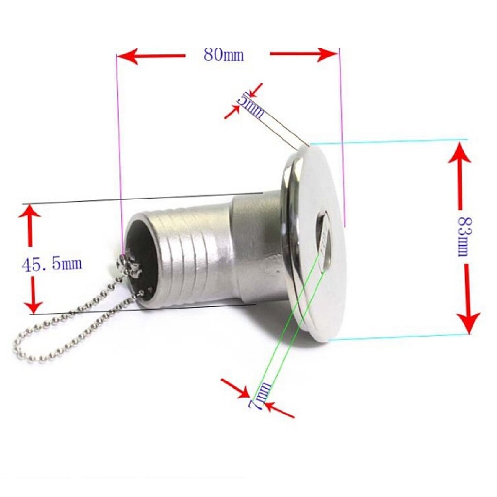 Heavy Duty Angled Neck Boat Deck Fuel Filler with Keyless Cap for Yacht Caravan RV, 316 Stainless Steel (1-1/2 Inch/38mm)