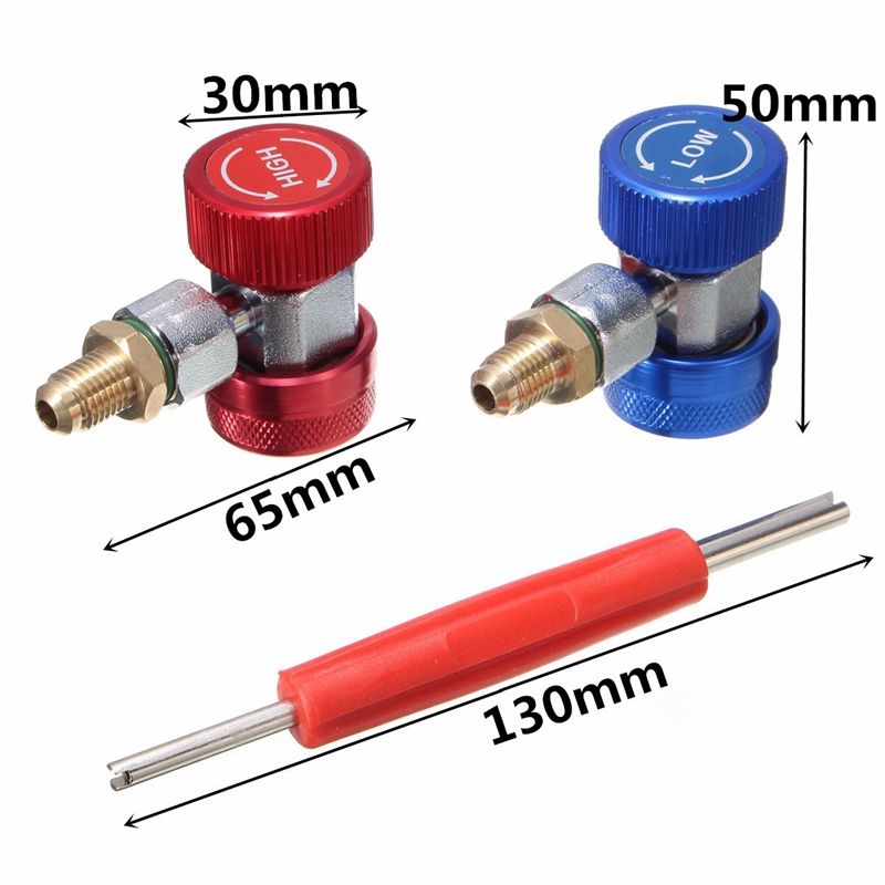 R12 To R134a Conversion Kit X2 R134a Auto Quick Couplers Brass Adapters Low High Side AC Manifold Automotive R134 Adapter