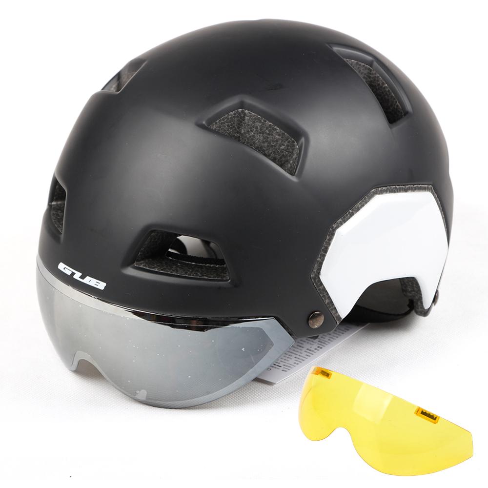 Men Women Ultralight Cycling Helmet MTB Mountain Road Bike Helmet with Goggles Breathable Integrally Molded GUB V3: Black 2 / L(56-61cm)
