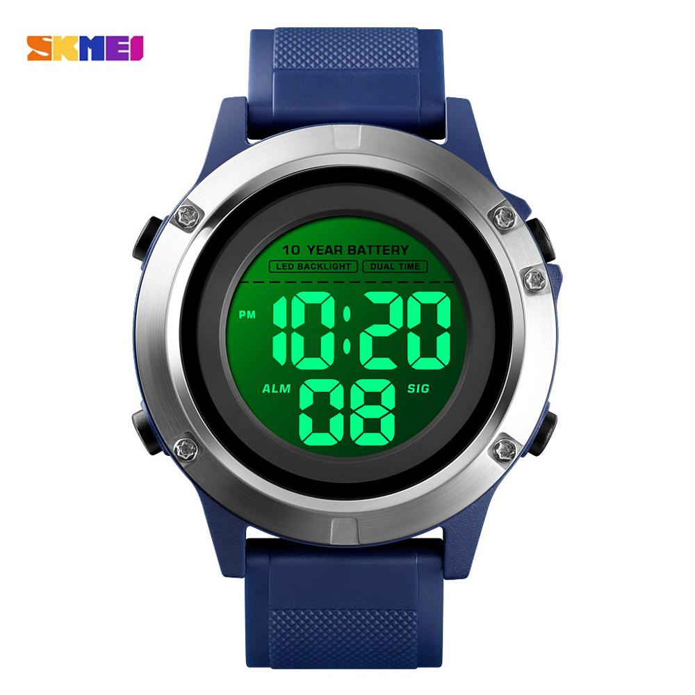 Skmei Super Leven Batterij Sporthorloge Led Display Digitale Klok Stopwatch Alarm Heren Horloges Relogio Masculino 1518: blue