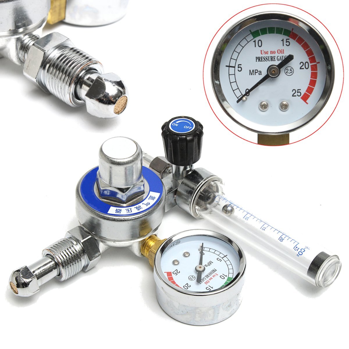 25MPa Argon CO2 Flow Meter G5/8-14 M12 Gas Regulator Welding Flowmeter Weld Gauge Pressure Reducer Argon Regulator