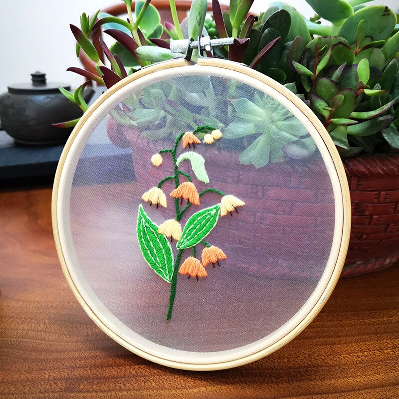 Diy broderi blomst / blad håndarbejde håndarbejde til begyndere korssting kit bånd maleri broderiramme hjem dekoration: Gul