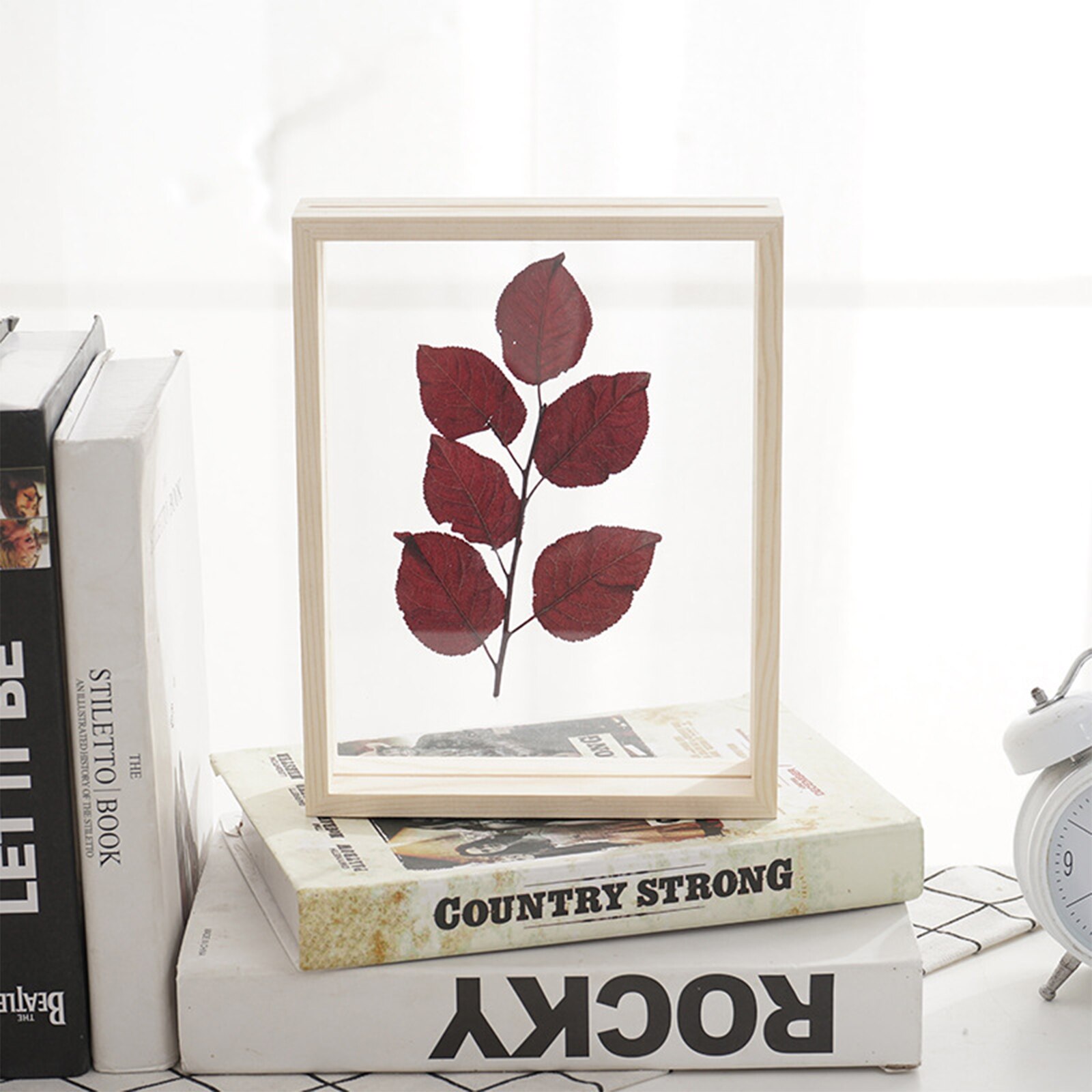 Wooden Photo Frame Double Sided Acrylic Specimen Frame Set-up for Home Business Place