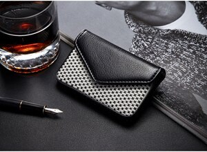Porte-carte en cuir PU porte-carte d'affaires pour femme banque et crédit porte-carte Rfid portefeuille Auto Documents porte-cartes: Black