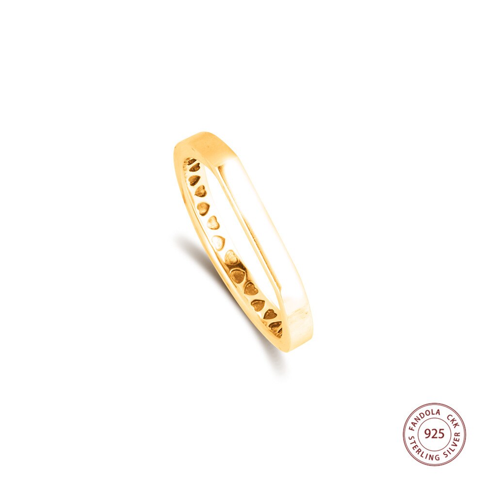 925 Sterling Zilveren Ringen Vrouwen Goud Kleur Bar Stapelen Ring Zilveren Sieraden Wedding Party Anillos