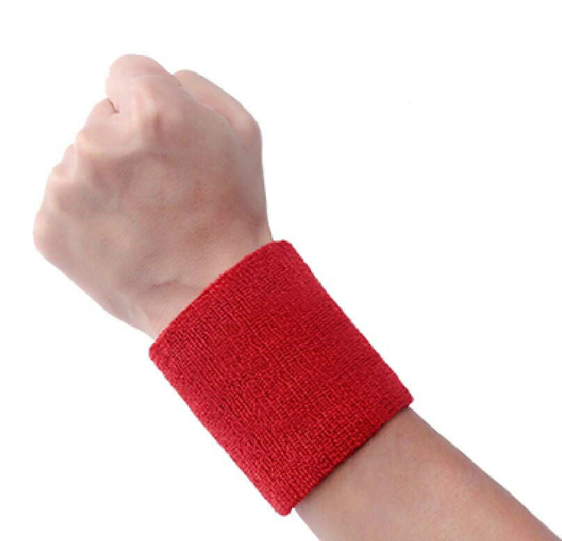 8*8cm mænd og kvinder sport sport armbåndsbøjle wrap bandage gym rem løbende sport sikkerhed håndledsstøtte badminton armbånd: Rød