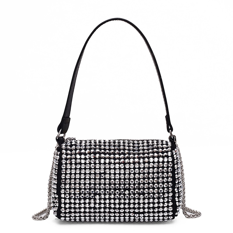 Kvinner diamanter veske rhinestone skuldervesker damer veske håndvesker crossbody vesker svart bursdag kvinner